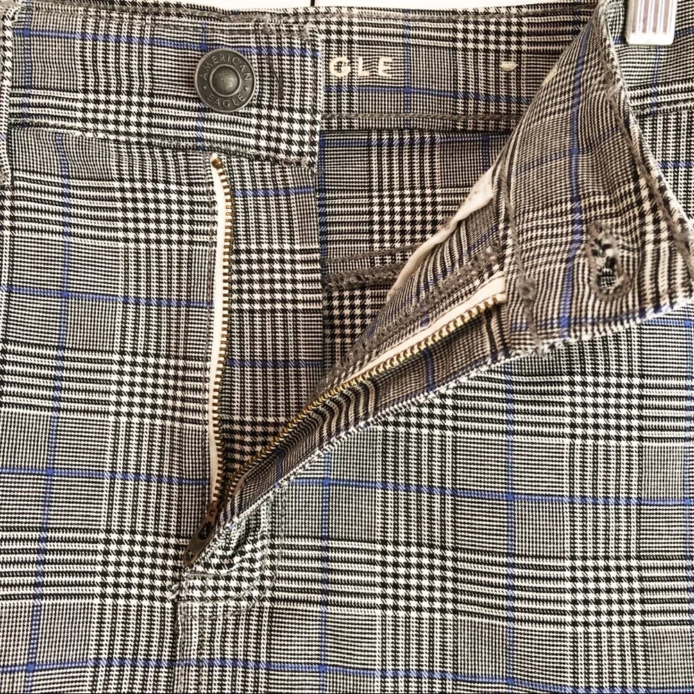 American Eagle Preppy Gray Plaid Super Stretch Hi-Rise Mini Skirt 8